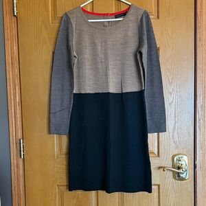 The Limited Two-Tone Long Sleeve Dress - Brown and Black
